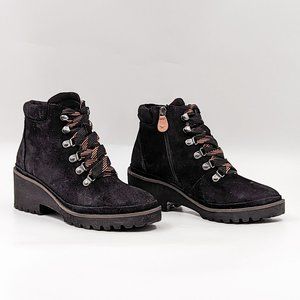 Gentle Soul Women Mona Black Suede lace-up Combat Boots size 7.5